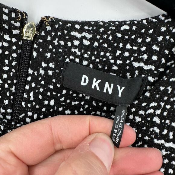 DKNY Women's Tweed Crew Neck Sleeveless Fit & Flare Dress Black White tweed Smal - Picture 4 of 11